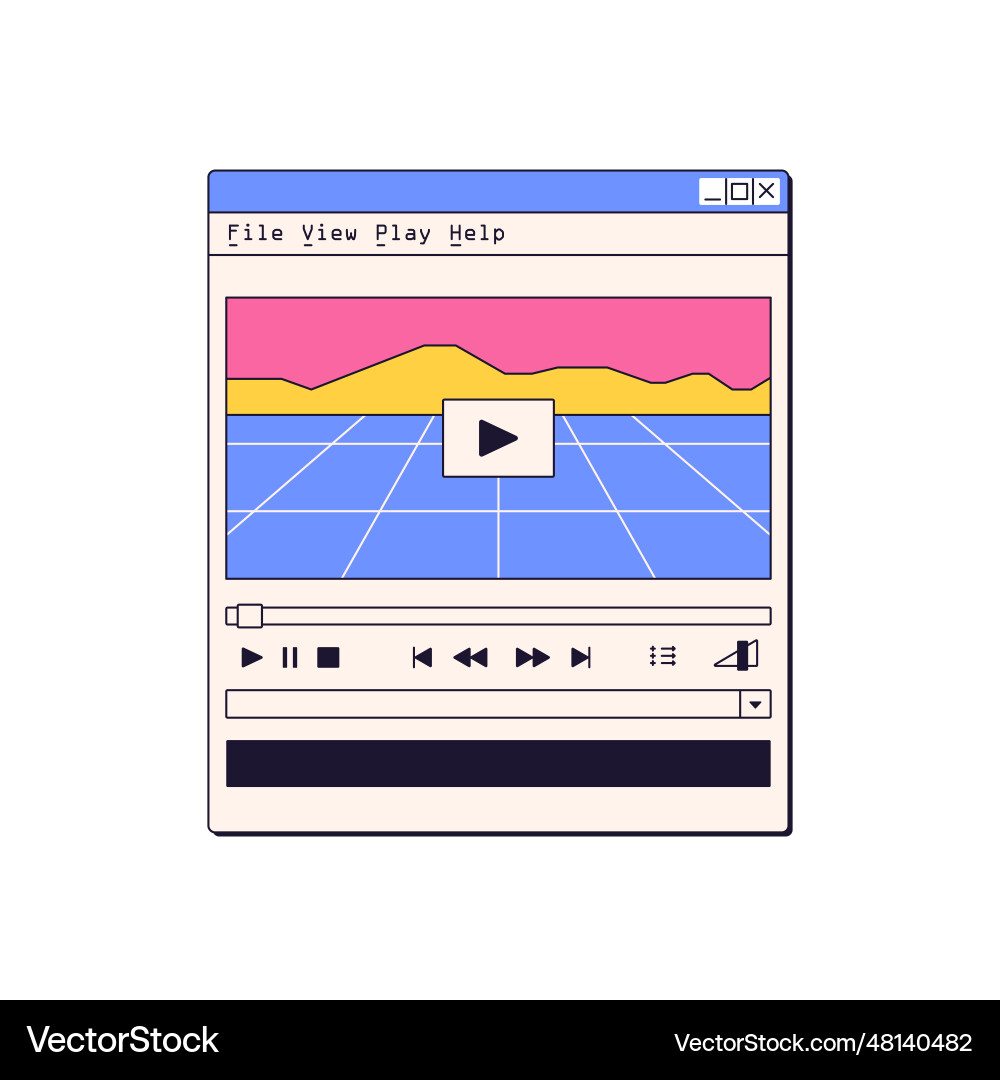 Video player window interface with buttons Video player window interface with buttons vector image