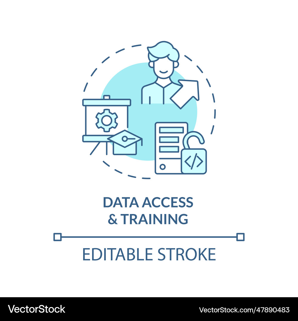 2d data access and training concept linear icon 2d data access and training concept linear icon vector image