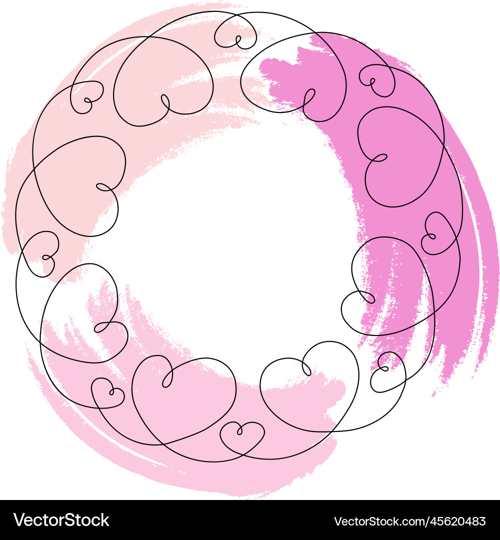 Abstract round frame of hearts in one continuous Abstract round frame of hearts in one continuous vector image