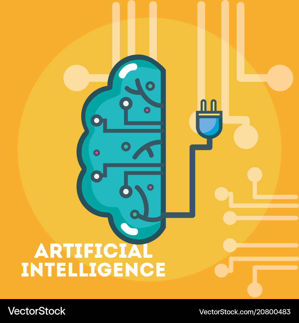 Artificial Intelligence Brain Circuit vector image