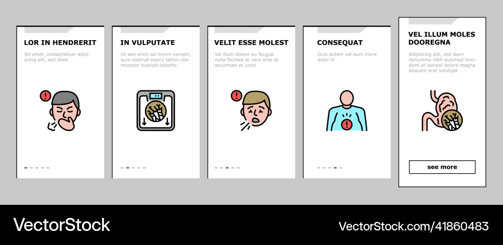 Asbestos material and problem onboarding icons set Asbestos material and problem onboarding icons set Vector Image