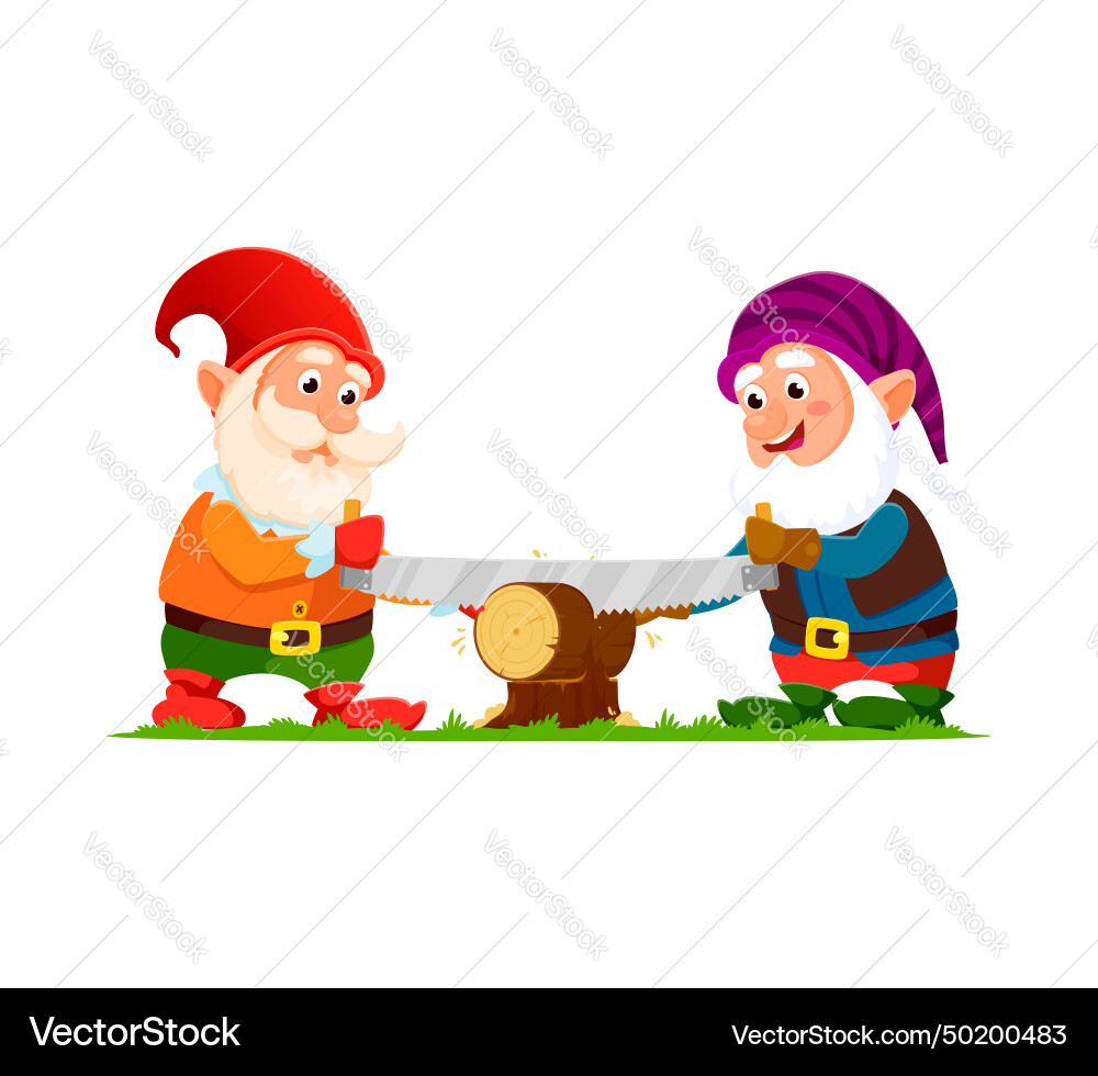 Cartoon gnome oder Zwerg glückliche Charaktere sahen ein Protokoll Cartoon gnome oder Zwerg glückliche Charaktere sahen ein Protokoll vektorbild