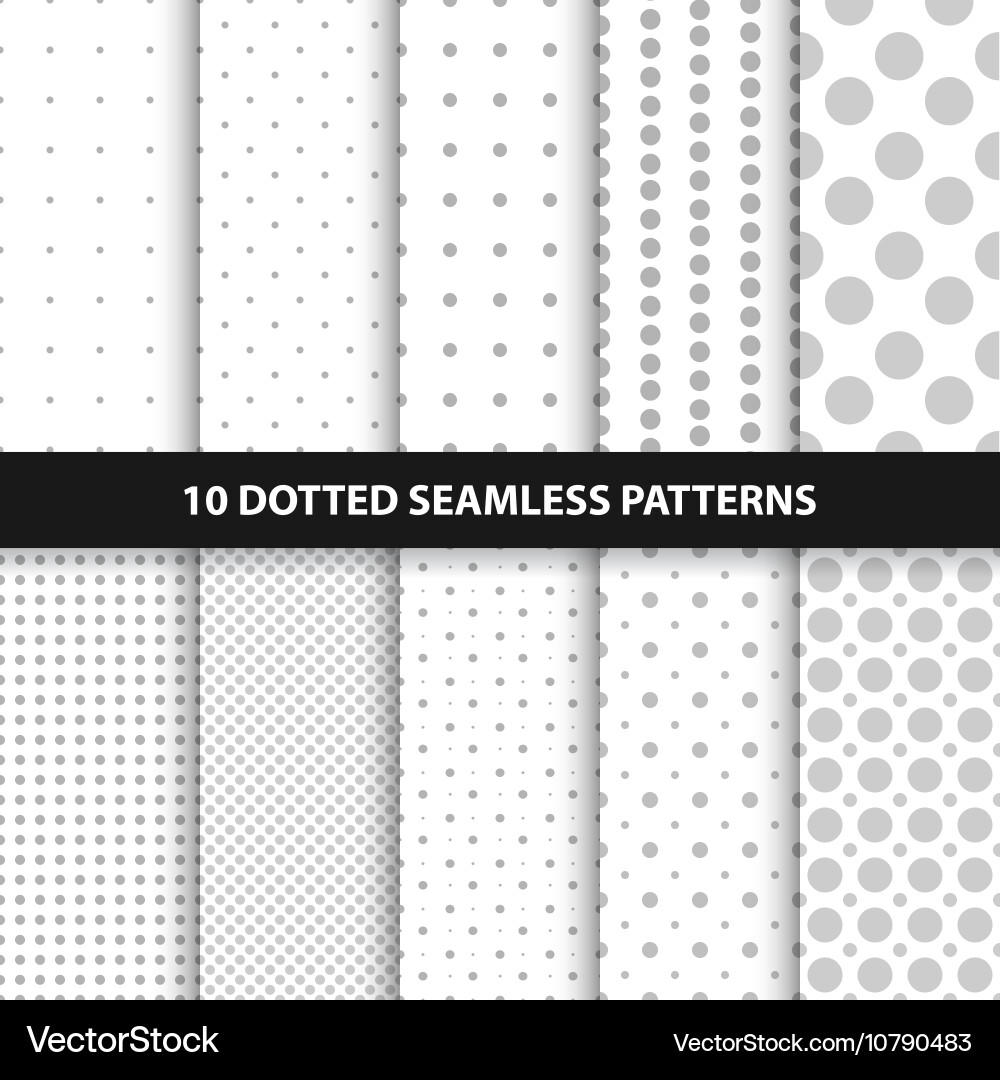 Collection of simple seamless dotted patterns vector image