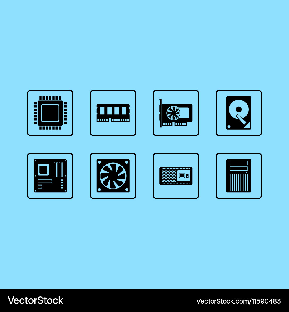 Computer hardware web icon set Vector Image