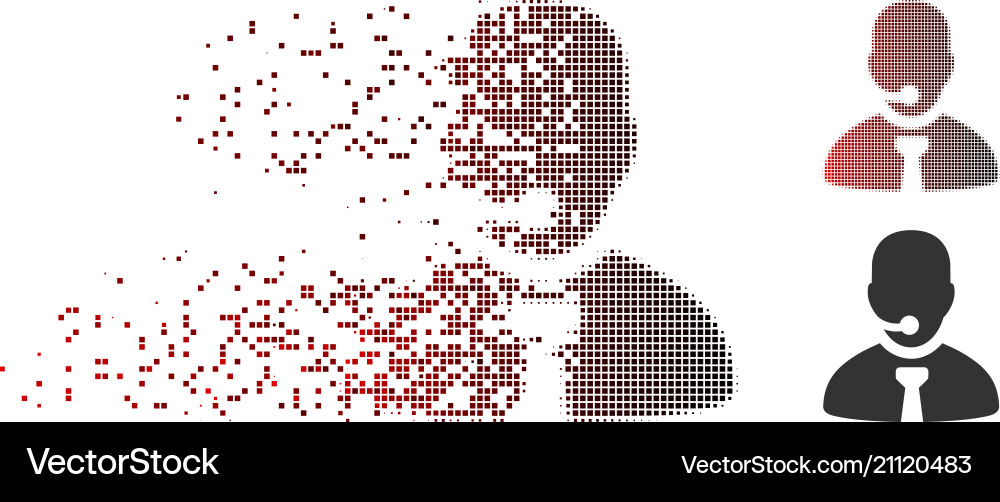 Decomposed pixel halftone call center manager icon Decomposed pixel halftone call center manager icon vector image
