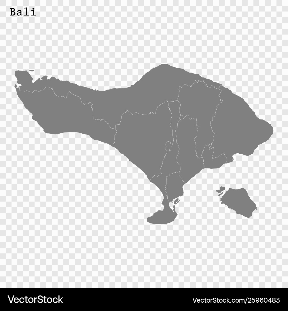 Detailed Map of Bali, Indonesia Vector Image