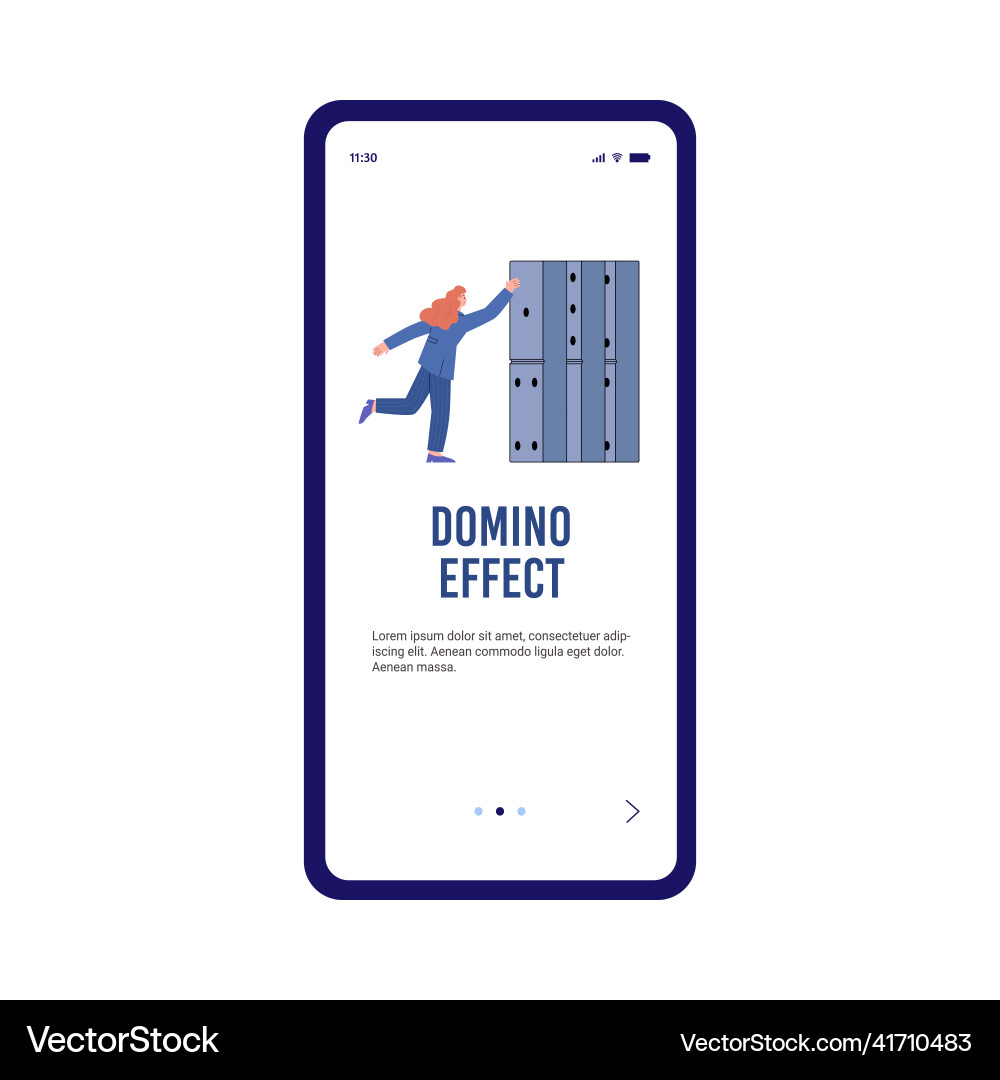 Domino effect mobile app onboarding screen layout Vector Image