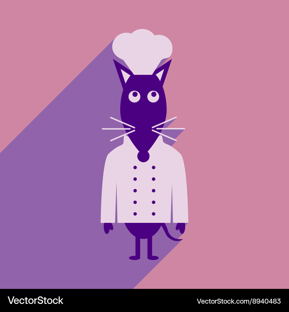 Flat icon with long shadow mouse chef Vector Image