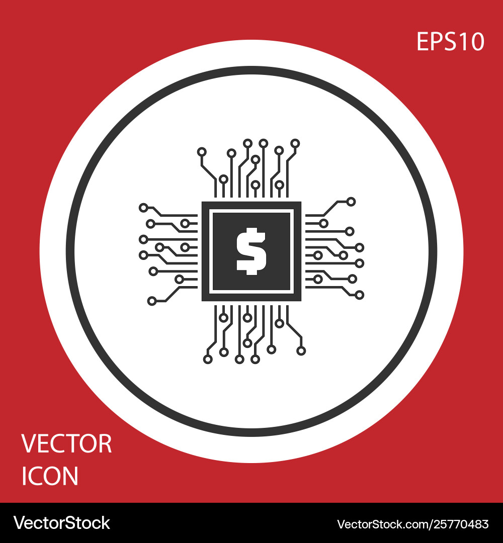 Grey processor chip with dollar icon isolated Vector Image