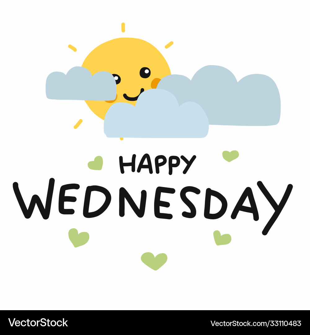 Happy wednesday süße Sonne Lächeln und Wolke Cartoon Happy wednesday süße Sonne Lächeln und Wolke Cartoon vektorbild