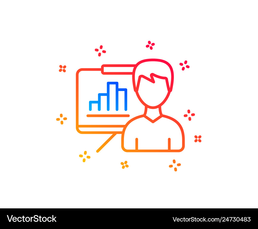 Presentation board line icon column graph sign Presentation board line icon column graph sign vector image