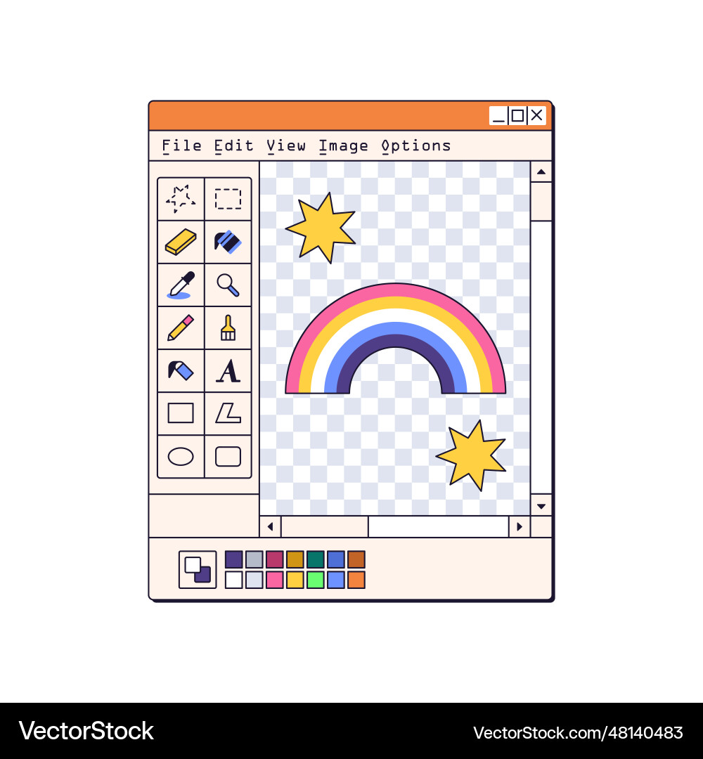Retro software paint window interface in 90s Retro software paint window interface in 90s vector image