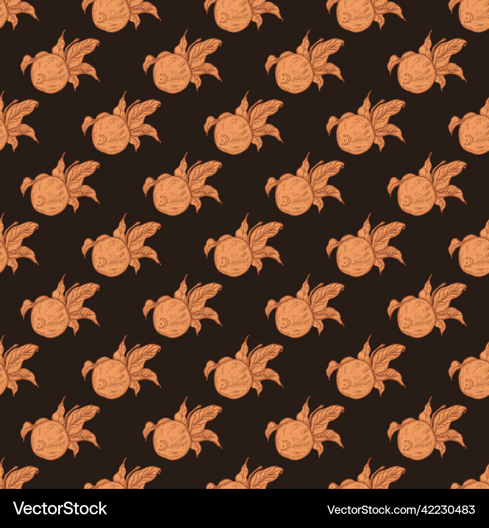 Seamless pattern engraved lemon on twig Vector Image