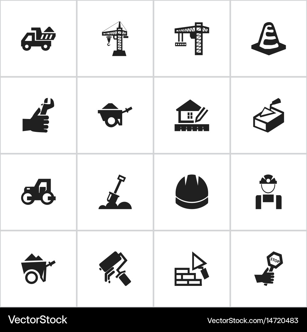 Set of 16 editable building icons includes vector image