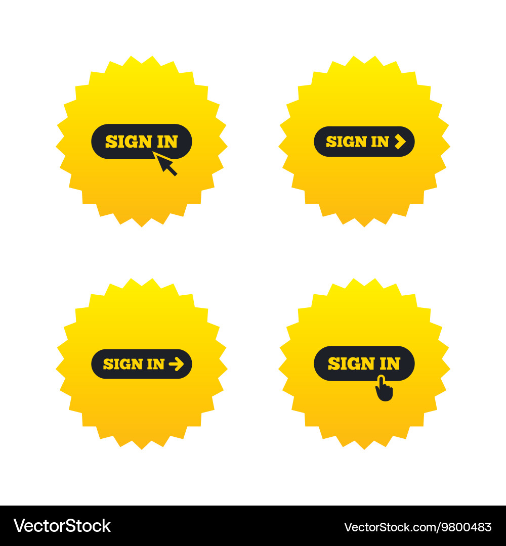 Sign in icons login with arrow hand pointer vector image