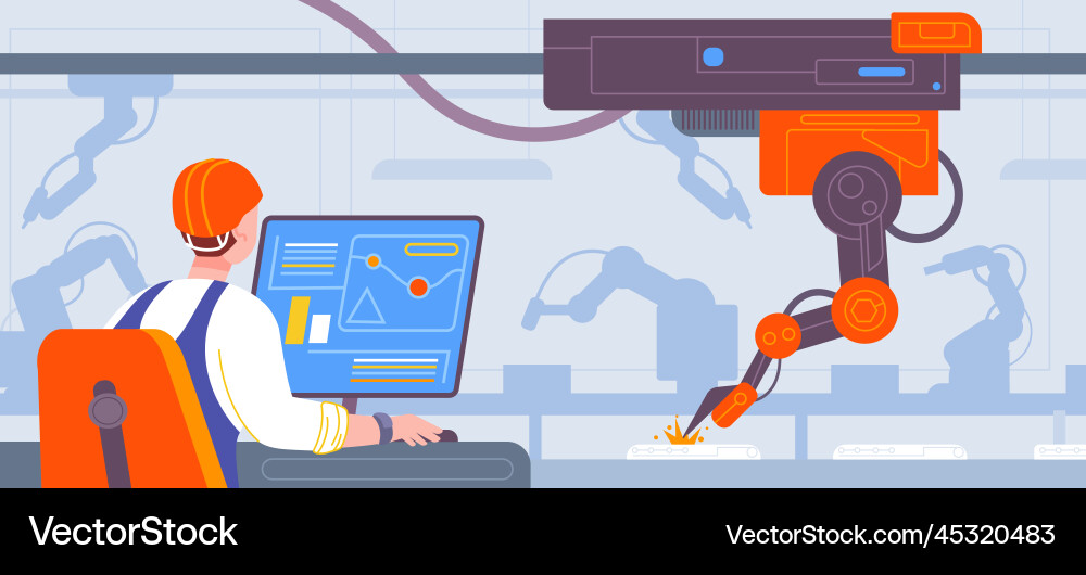 Smart Factory Automation Control vector image