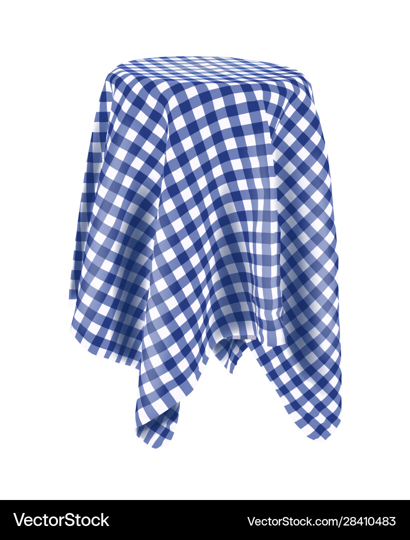 Tablecloth on round table cell is blue v Vector Image