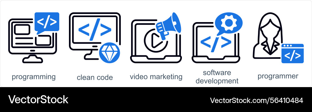 A set of 5 business icons as programming clean vector image