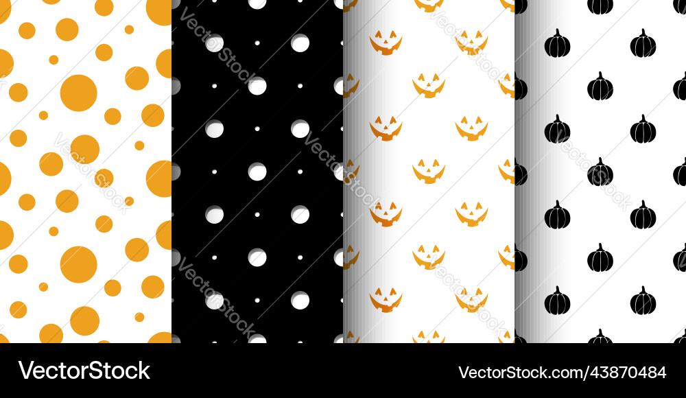 Collection of halloween patterns with simple Vector Image