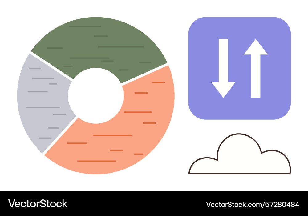 Data sharing concept with pie chart cloud Data sharing concept with pie chart cloud vector image