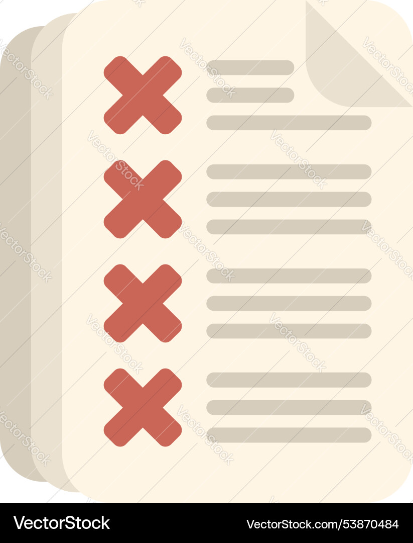 Document containing crossed out list of items icon Document containing crossed out list of items icon Vector Image