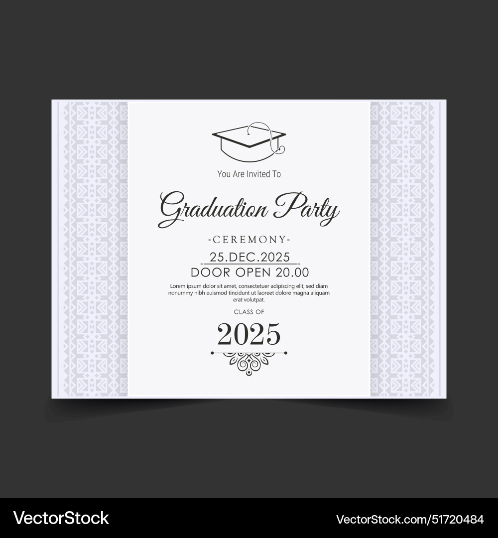 Graduation invitation with ornament template Vector Image