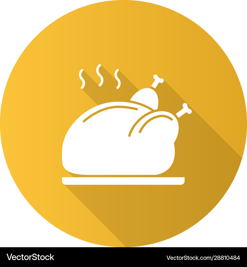 Grilled whole chicken flat design long shadow Grilled whole chicken flat design long shadow vector image