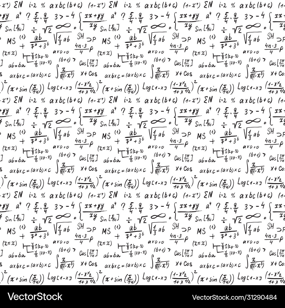 Math formulas seamless pattern hand drawn Math formulas seamless pattern hand drawn vector image
