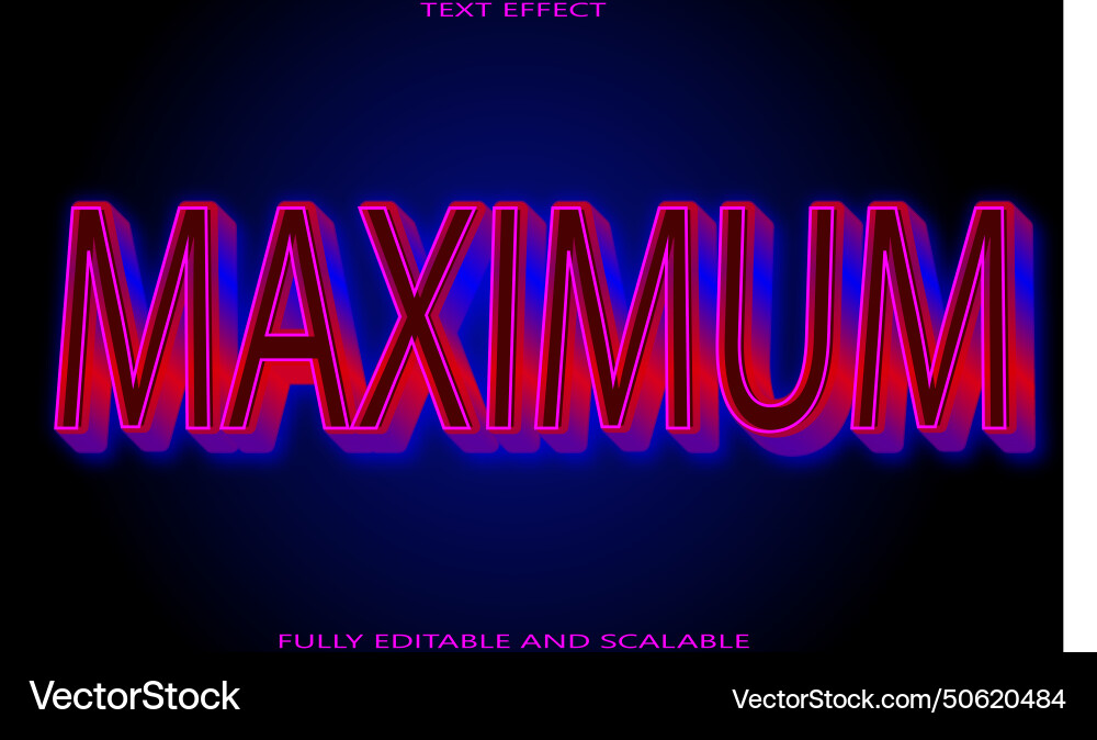 Maximum editable text effect 3 dimension emboss Vector Image