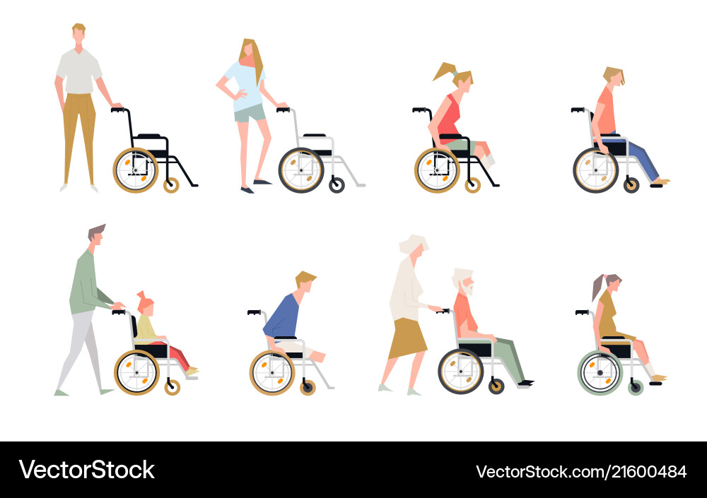 People in a wheelchair disabled and handicapped vector image