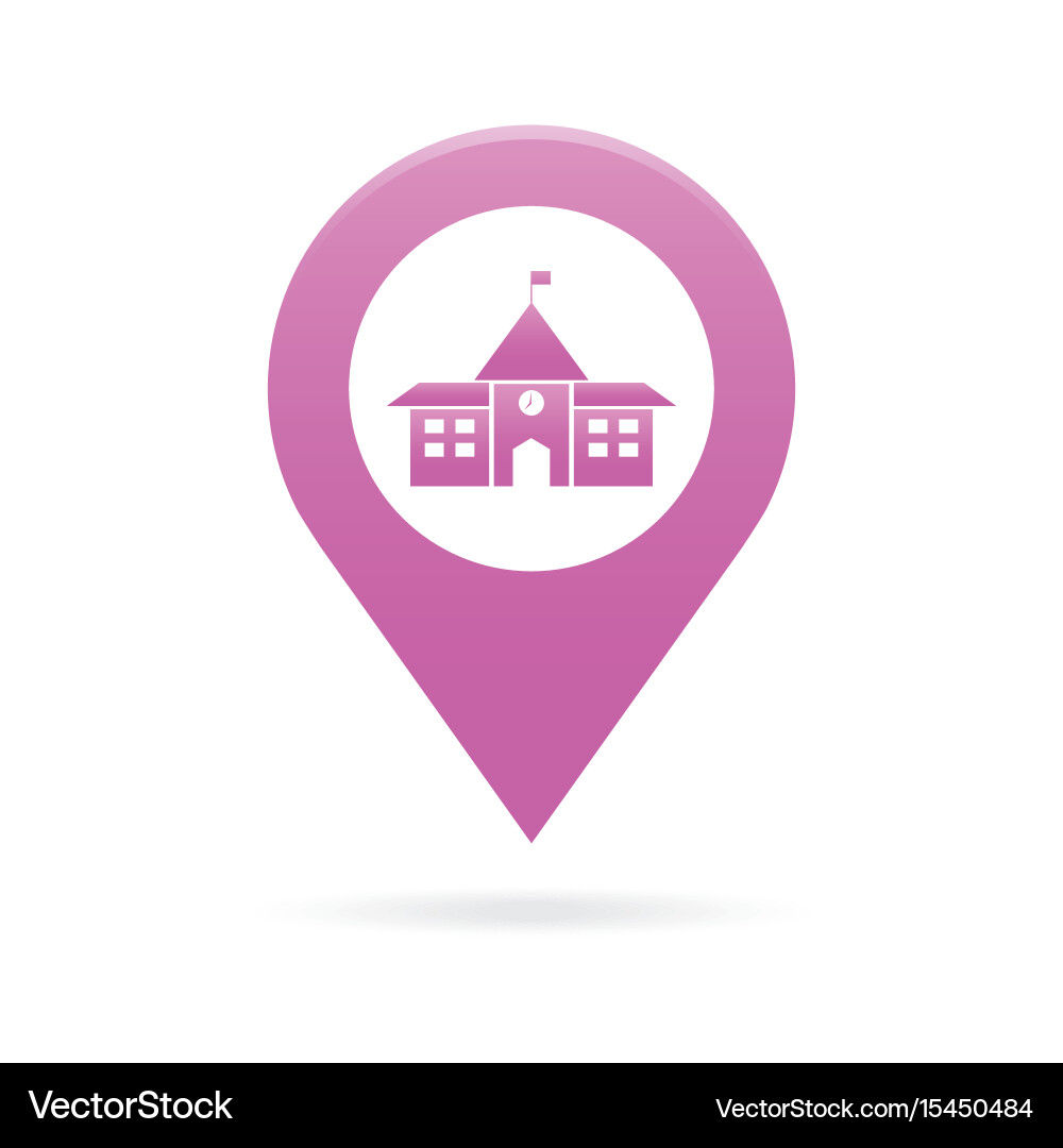School map pointer icon marker gps location flag vector image
