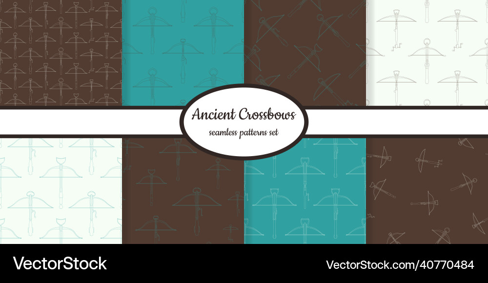 Seamless patterns with ancient crossbows Seamless patterns with ancient crossbows vector image