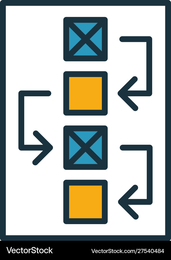 Workflow-Symbol setzt vier Elemente in verschiedenen Workflow-Symbol setzt vier Elemente in verschiedenen vektorbild