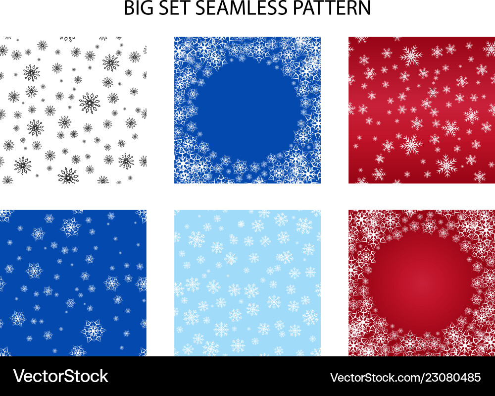 Big set seamless snow pattern simple Big set seamless snow pattern simple vector image