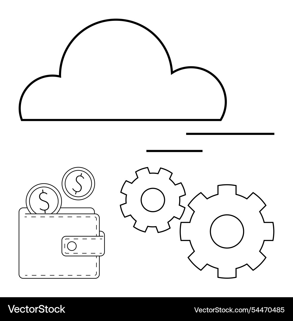 Cloud computing concept with wallet coins Cloud computing concept with wallet coins vector image