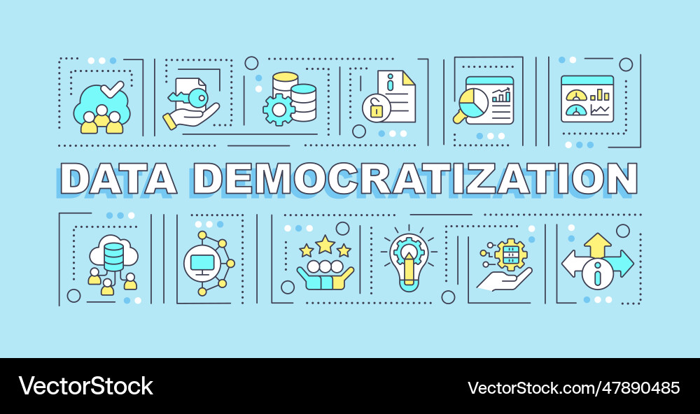 Data democratization text with icons Data democratization text with icons vector image