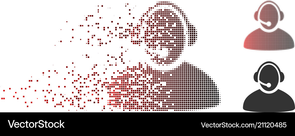 Decomposed pixel halftone call center operator Decomposed pixel halftone call center operator vector image