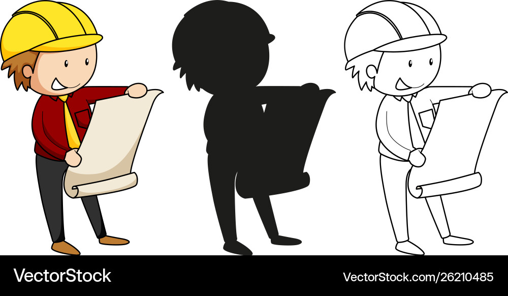 Different styles builder simple character Vector Image