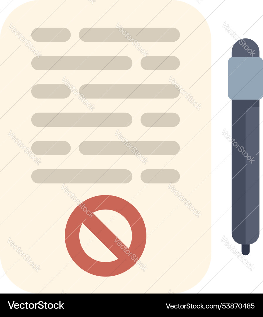 Document with rejected signature and pen flat icon Document with rejected signature and pen flat icon vector image