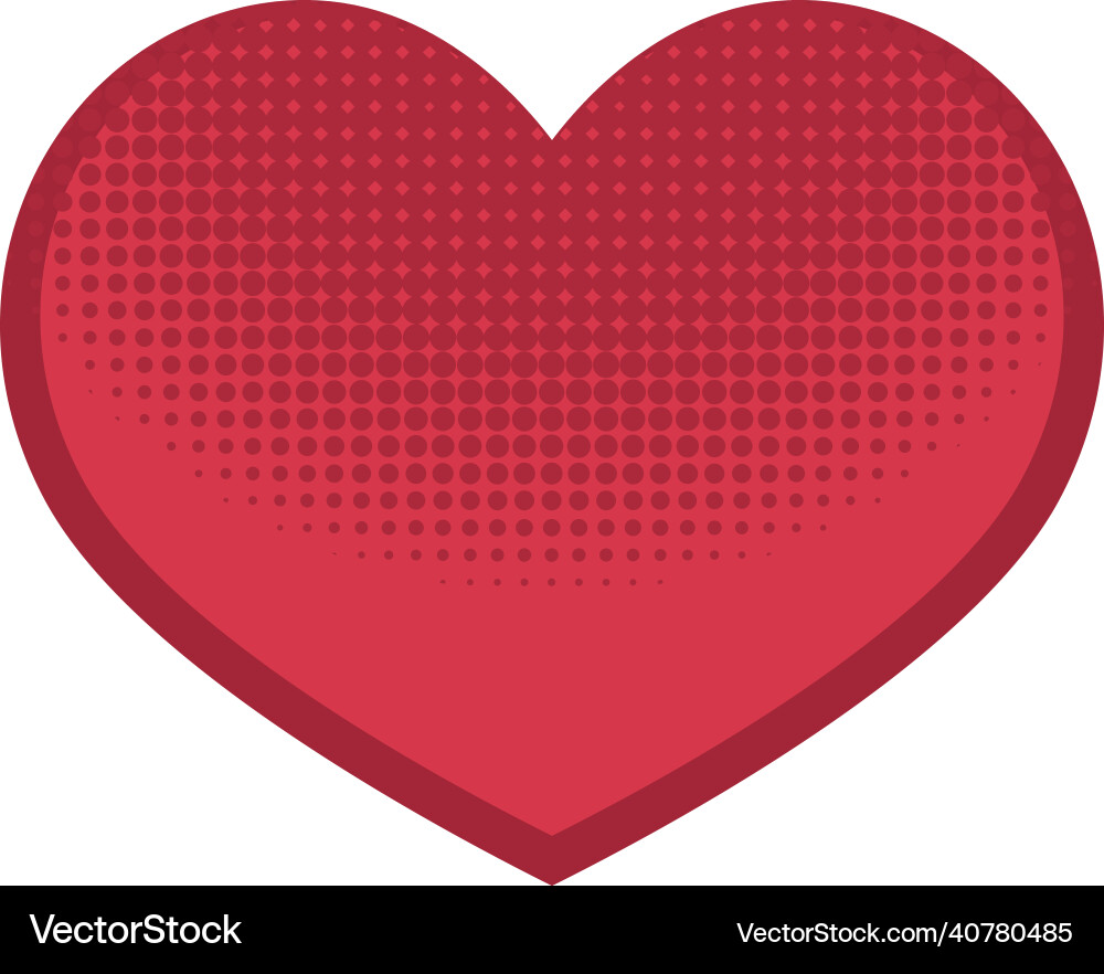 Gradient red heart with polka dots vector image