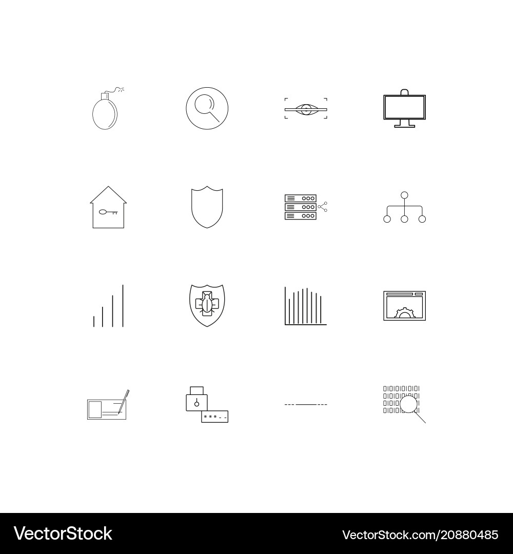 Internet security linear thin icons set outlined vector image