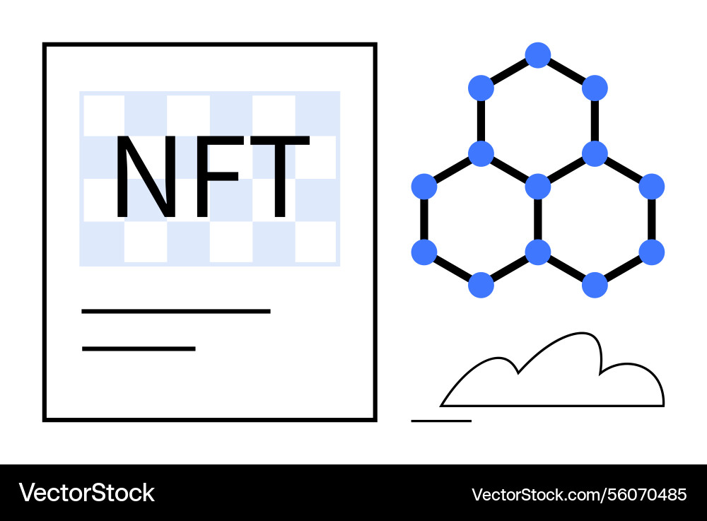 Nft concept with blockchain network and cloud Nft concept with blockchain network and cloud vector image