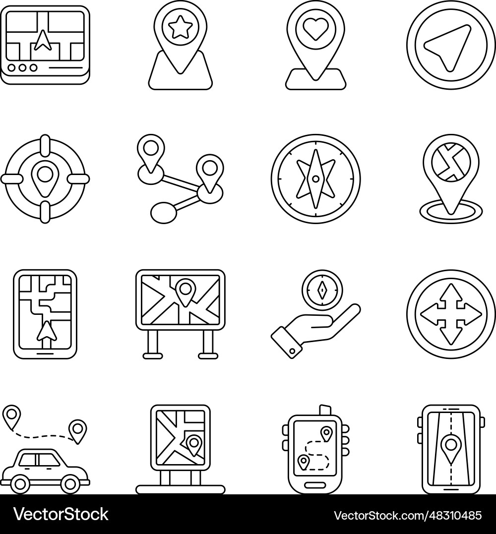 Pack of navigation linear icons vector image