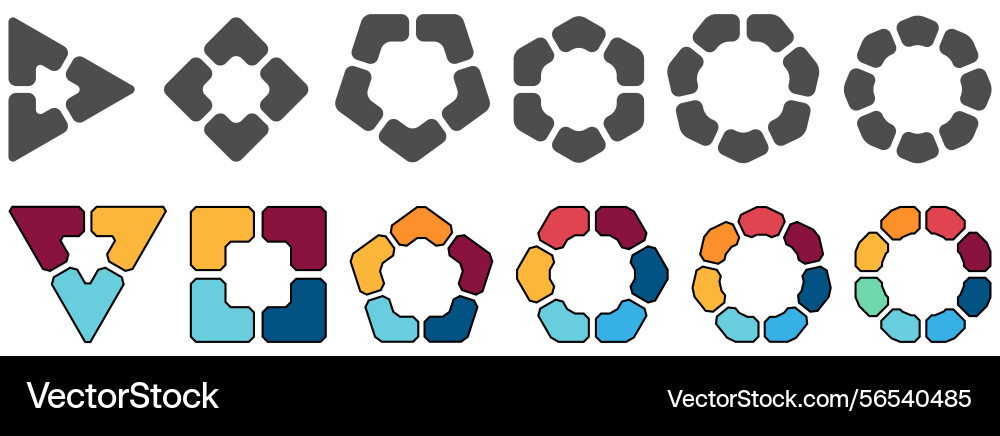 Polygons divided into equal parts empty space vector image