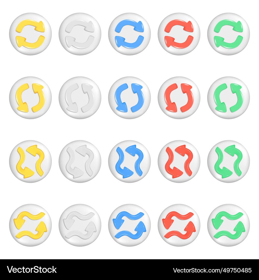 Realistic 3d colorful arrows on round button Realistic 3d colorful arrows on round button vector image