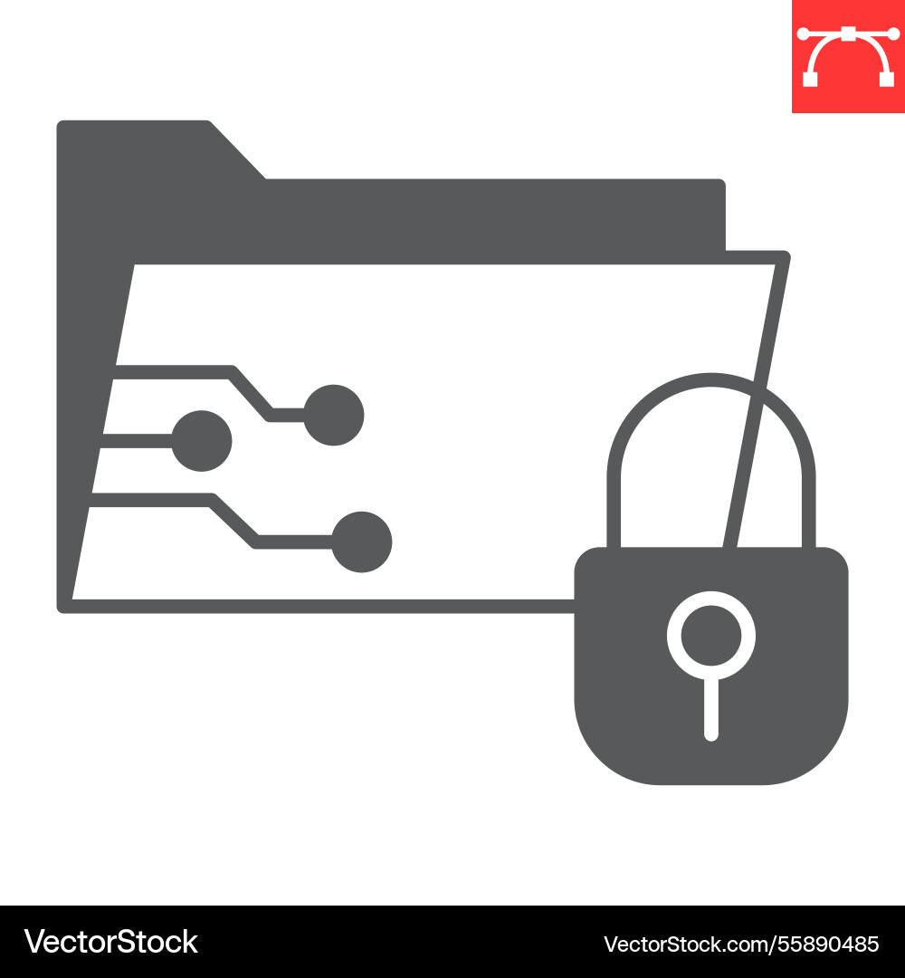 Security folder glyph icon Royalty Free Vector Image