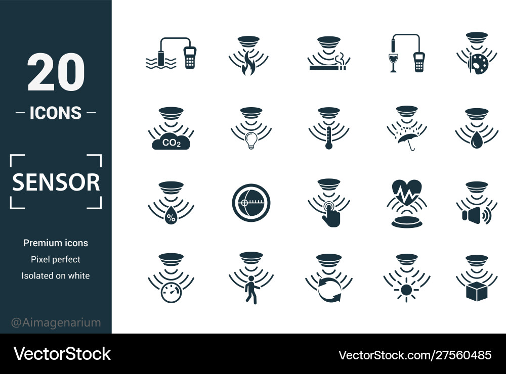Sensor icon set include creative elements water Sensor icon set include creative elements water vector image