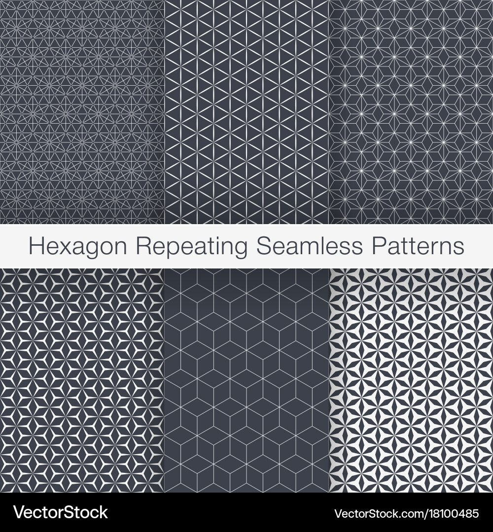 Set of minimalist seamless patterns hexagonal Vector Image