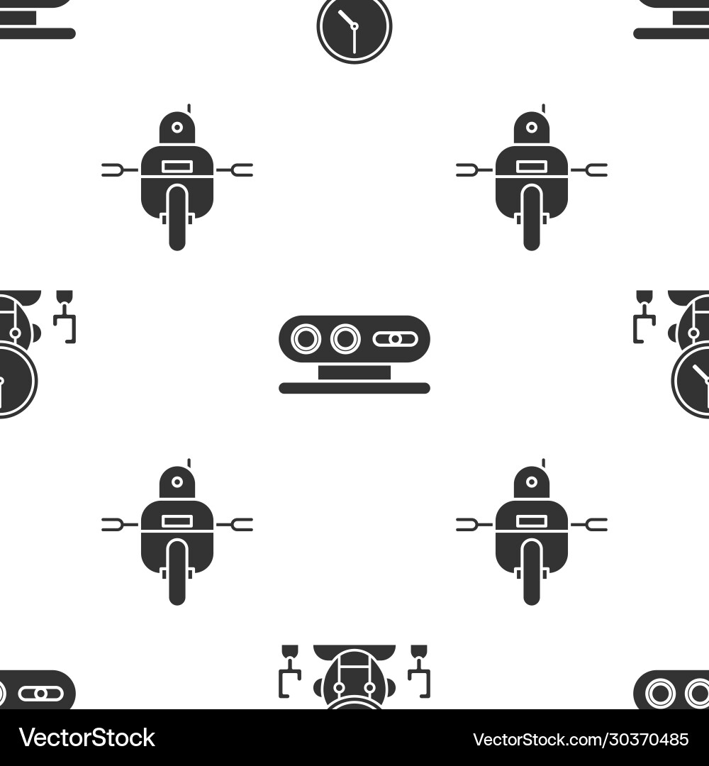 Set robot and digital time manager 3d scanning Vector Image