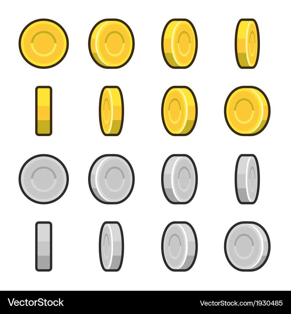 Shiny Gold and Silver Coins Vector Image
